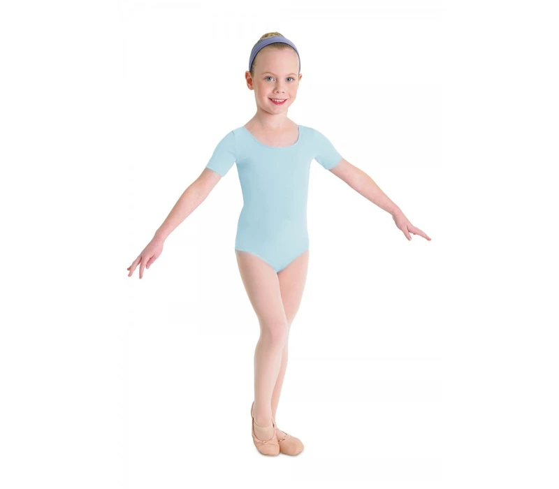 Bloch Ballet, Kinder-Baumwolltrikot mit kurzem Ärmel – Pastellblau Bloch