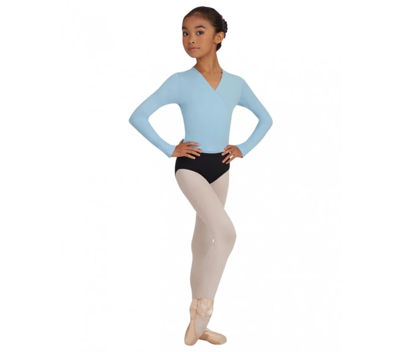 Capezio Cross-Over-Top, Aufwärm-Top für Mädchen – Hellblau Capezio