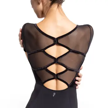 Bloch Anna Trikot mit kurzen Ärmeln, Damen-Trikot - Schwarz