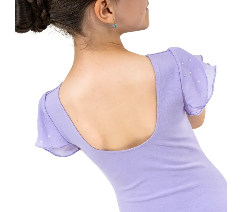 Bloch Scarlett, Mädchen-Trikot mit Rüschenärmeln – Flieder