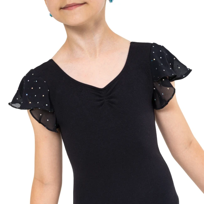 Bloch Scarlett, Mädchen-Trikot mit Volantärmel Bloch Scarlett, Mädchen-Trikot mit Rüschenärmel - Schwarz