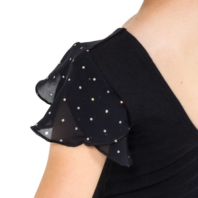 Bloch Scarlett, Mädchen-Trikot mit Rüschenärmel - Schwarz Bloch Scarlett, Mädchen-Trikot mit Rüschenärmel - Schwarz
