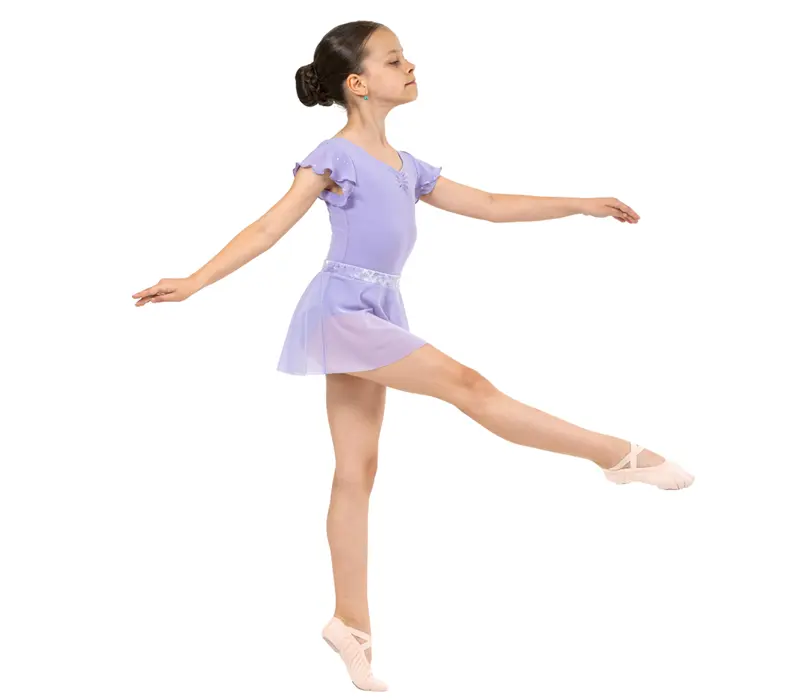 Bloch Scarlett, Mädchen-Trikot mit Rüschenärmeln – Flieder