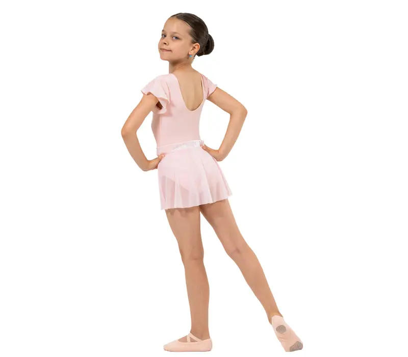 Bloch Scarlett, Mädchen-Trikot mit Rüschenärmel – Hellrosa Bloch