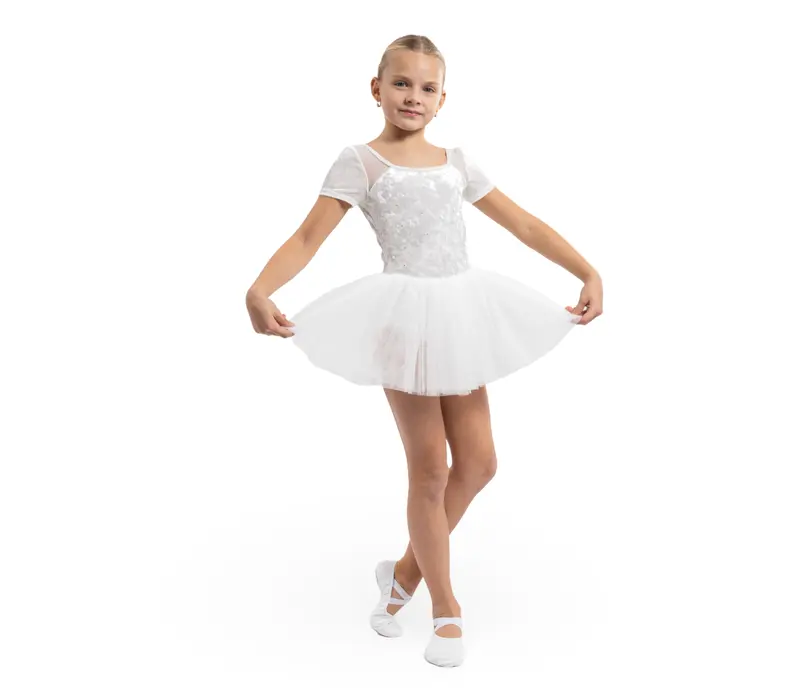 Bloch Delilah, Mädchen-Trikot mit Tutu-Röckchen - Weiß