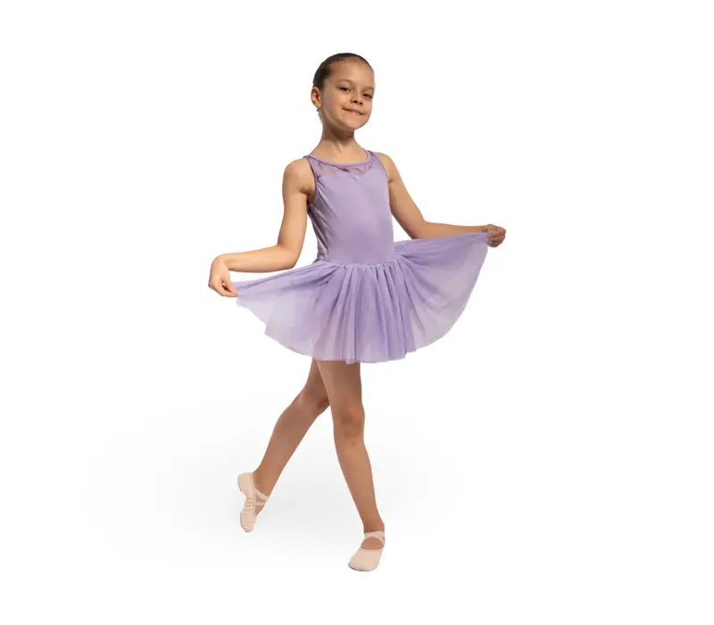 Bloch Evie Floral Tank, Mädchen-Trikot mit Tutu-Röckchen, breite Träger – Flieder (Lilac) Bloch