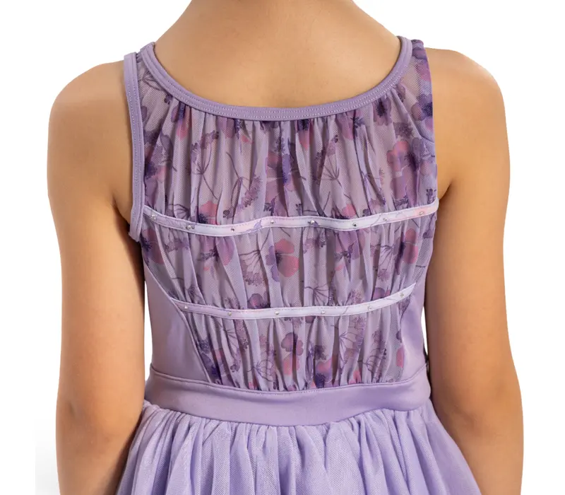 Bloch Evie Floral Tank, Mädchen-Trikot mit Tutu-Röckchen, breite Träger – Flieder (Lilac) Bloch