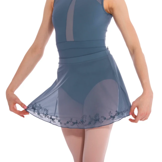 Bloch Hana Floral Mesh-Rock, Damenrock mit elastischem Bund - Bloch Grau Bloch Hana Floral Mesh-Rock, Damenrock mit elastischem Bund - Bloch Grau