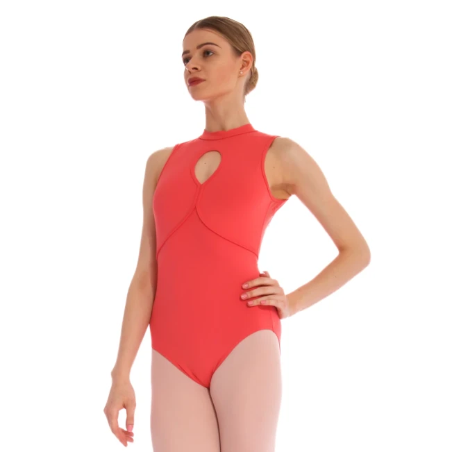 Bloch Kali Floral, Damen-Trikot mit Stehkragen und offenem Rücken - Pfirsich - peach