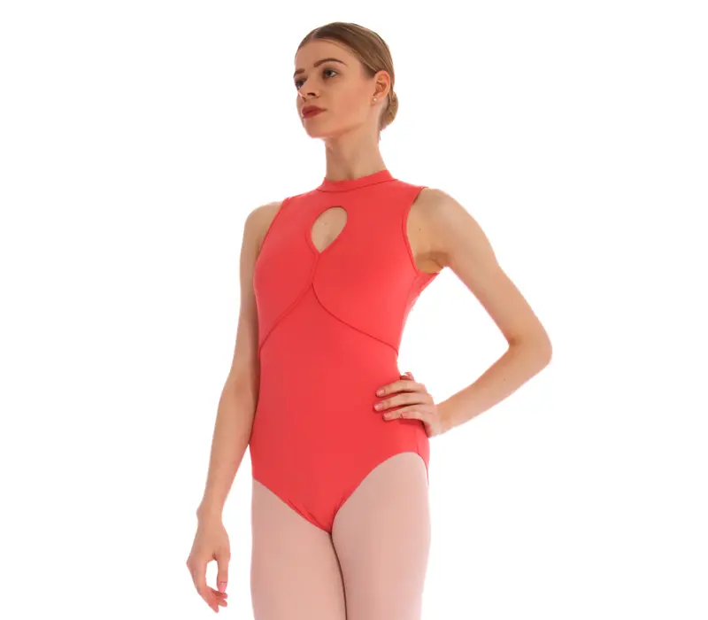 Bloch Kali Floral, Damen-Trikot mit Stehkragen und offenem Rücken - Pfirsich - peach