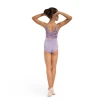 Bloch Lila Floral, Mädchen-Turnanzug mit dünnen Trägern