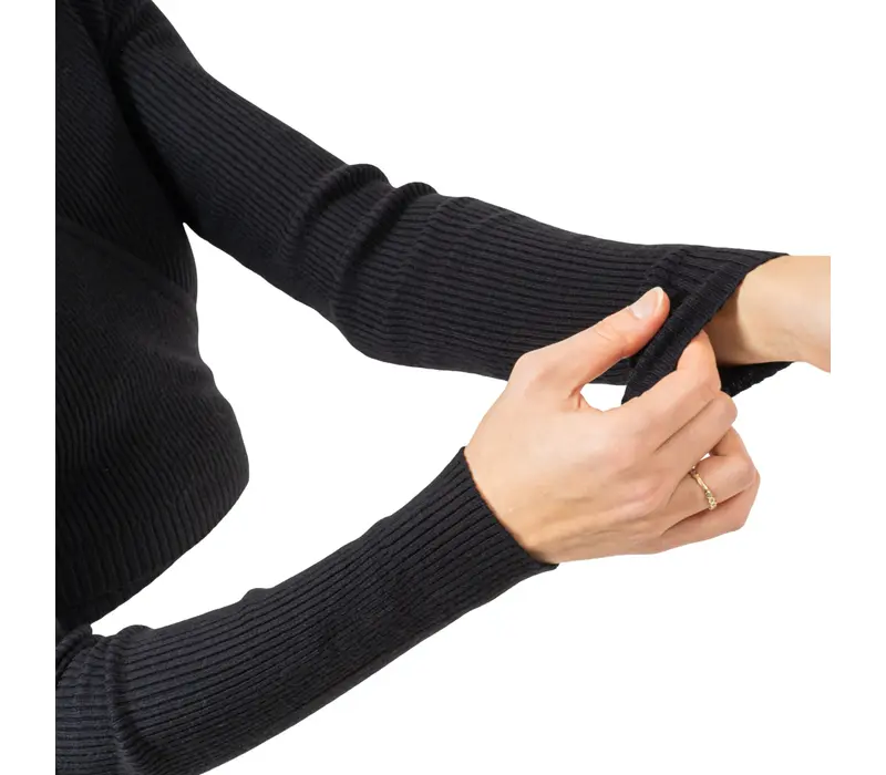 Bloch Wrap Sweater Luna, Damen-Stricktop zum Aufwärmen - Schwarz