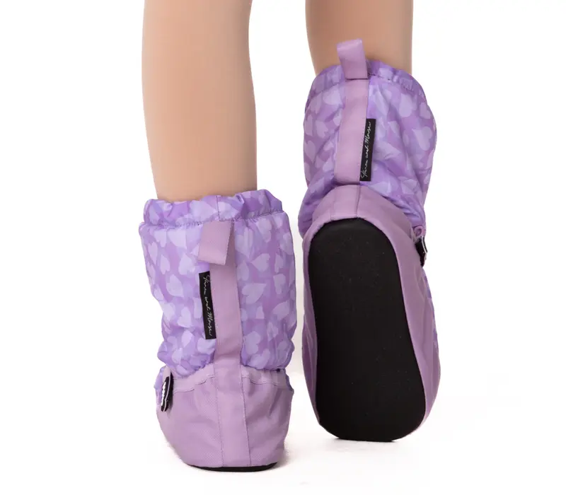 Bloch Booties Muster-Edition, wärmende Schuhe für Kinder Bloch Booties Edition mit Muster, Aufwärmschuhe für Kinder – lila Herzchen Bloch