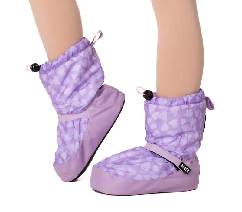 Bloch Booties Edition mit Muster, Aufwärmschuhe für Kinder – lila Herzchen Bloch Bloch Booties Edition mit Muster, Aufwärmschuhe für Kinder – lila Herzchen Bloch