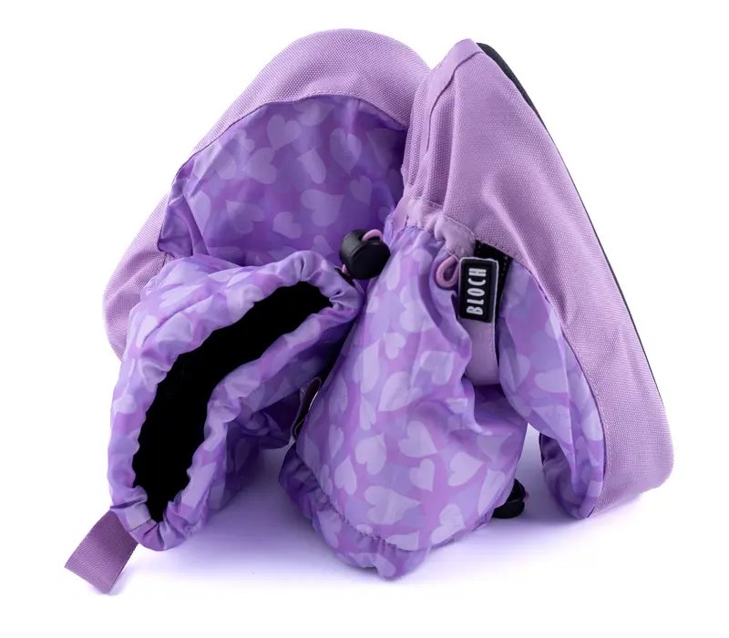 Bloch Booties Muster-Edition, wärmende Schuhe für Kinder Bloch Booties Edition mit Muster, Aufwärmschuhe für Kinder – lila Herzchen Bloch