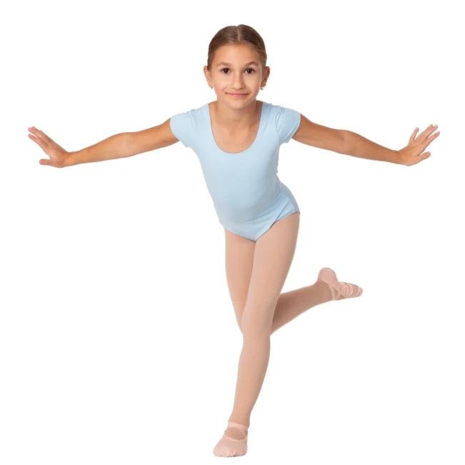 Bloch Dujour, Mädchen-Trikot mit kurzem Ärmel - Pastellblau Bloch