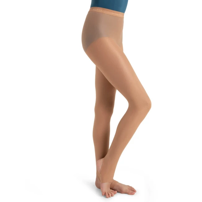 Capezio ultra shimmery, glänzende Stegstrumpfhosen für Mädchen Capezio ultra shimmery, glänzende Mädchen-Steigbügelstrumpfhose - Light toast Capezio