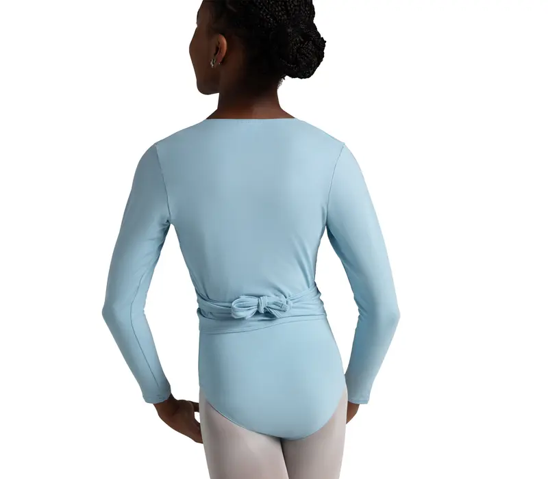 Capezio Cross-Over-Top, Aufwärm-Top für Mädchen – Hellblau Capezio