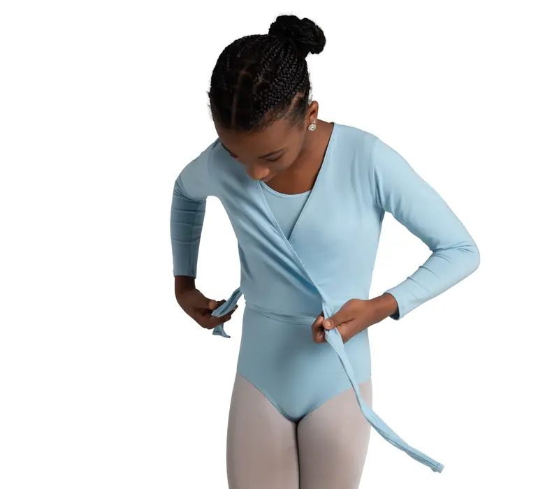 Capezio Cross-Over-Top, Aufwärm-Top für Mädchen – Hellblau Capezio