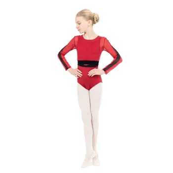 Capezio C'est La Vie Joyeux Mesh-Cover-up, Mädchen-Top - Rot Scarlet Capezio