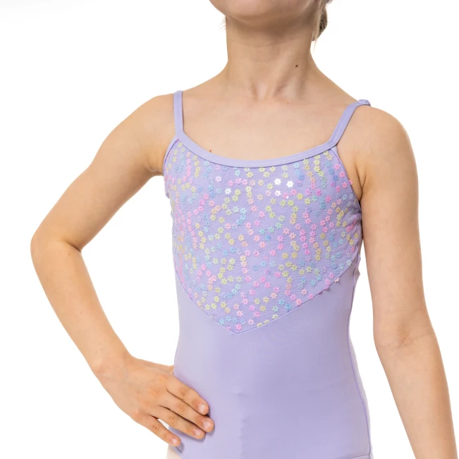 Capezio Lake Leotard, geblümtes Mädchen-Trikot mit dünnen Trägern Capezio Lake Leotard, geblümtes Mädchen-Trikot mit dünnen Trägern