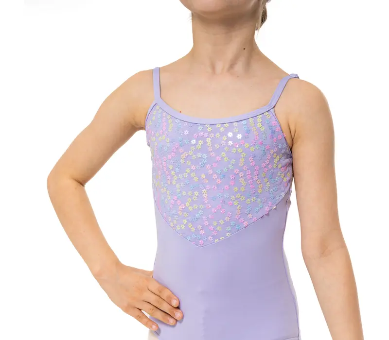 Capezio Lake Leotard, geblümter Mädchen-Trikot mit dünnen Trägern - Violett - lavender