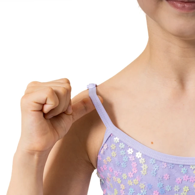 Capezio Lake Leotard, geblümtes Mädchen-Trikot mit dünnen Trägern Capezio Lake Leotard, geblümtes Mädchen-Trikot mit dünnen Trägern
