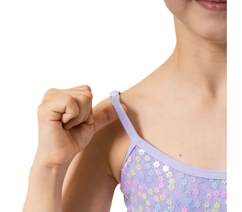 Capezio Lake Leotard, geblümter Mädchen-Trikot mit dünnen Trägern - Violett - lavender