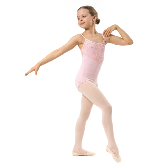 Capezio Lake Leotard, geblümtes Mädchen-Trikot mit dünnen Trägern Capezio Lake Leotard, geblümtes Mädchen-Trikot mit dünnen Trägern