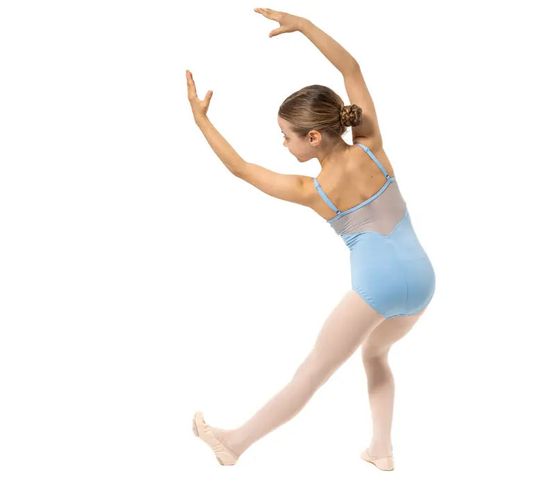 Capezio Lake Leotard, geblümtes Mädchen-Trikot mit dünnen Trägern – Hellblau Capezio