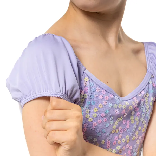 Capezio Lotus Leotard, geblümtes Mädchen-Trikot mit kurzem Ärmel