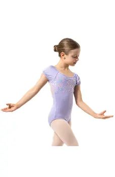 Capezio Lotus Leotard, geblümtes Mädchen-Trikot mit kurzem Ärmel