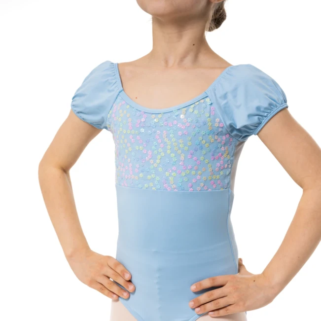 Capezio Lotus Leotard, geblümtes Mädchen-Trikot mit kurzem Ärmel