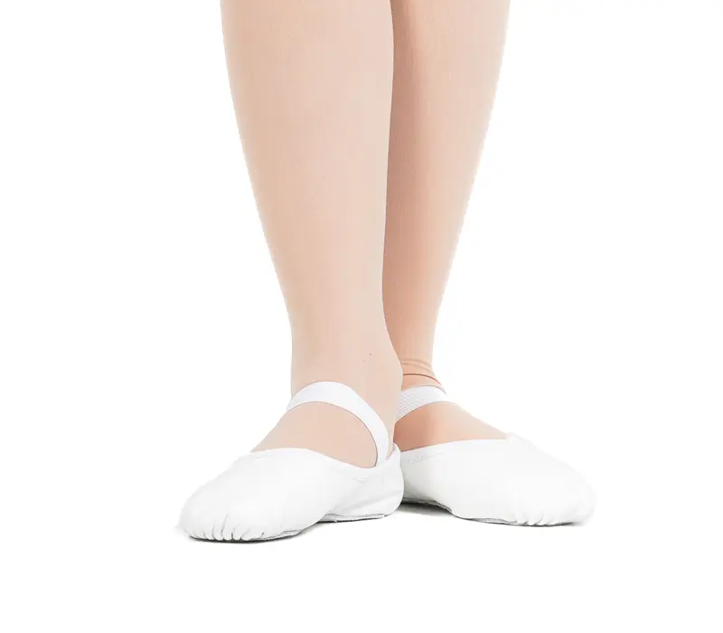 Capezio Luna, Kinder-Leder-Ballettschläppchen - Weiß