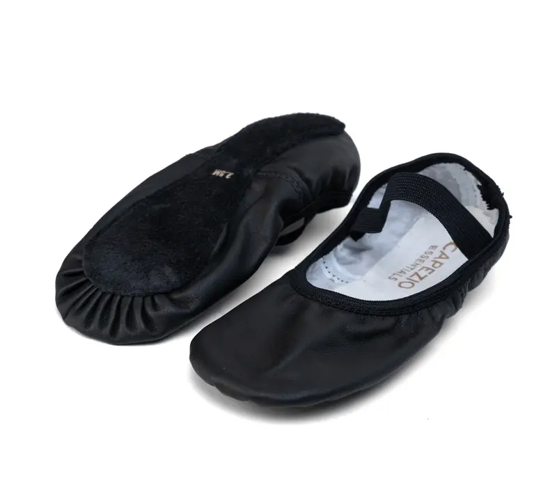 Capezio Luna, Kinder-Leder-Ballettschläppchen - Schwarz