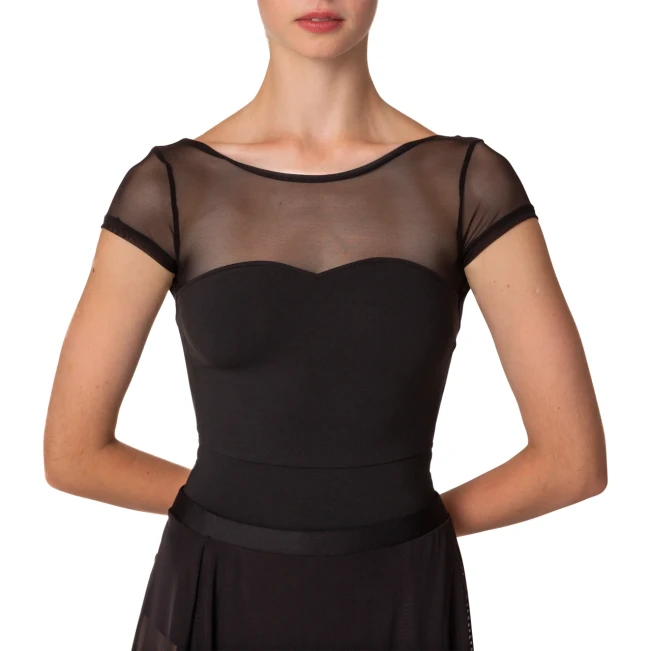 Capezio Meryl Mesh Yoke Short Sleeve, baletný dres Capezio Meryl Mesh Yoke Short Sleeve, baletný dres