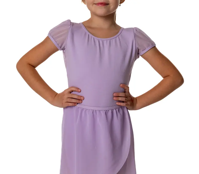 Capezio Trikot mit Puffärmeln und Schlüsselloch-Rückenausschnitt, Kindertrikot – Lila Lavender Capezio