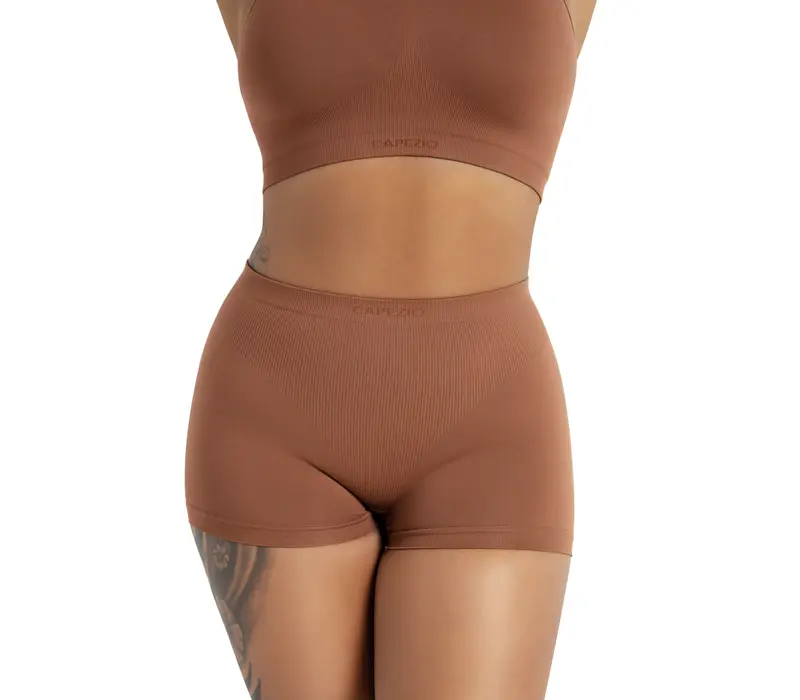Capezio Seamless Short, Damen nahtlose Unterwäsche-Shorts - Braun Mocha Capezio