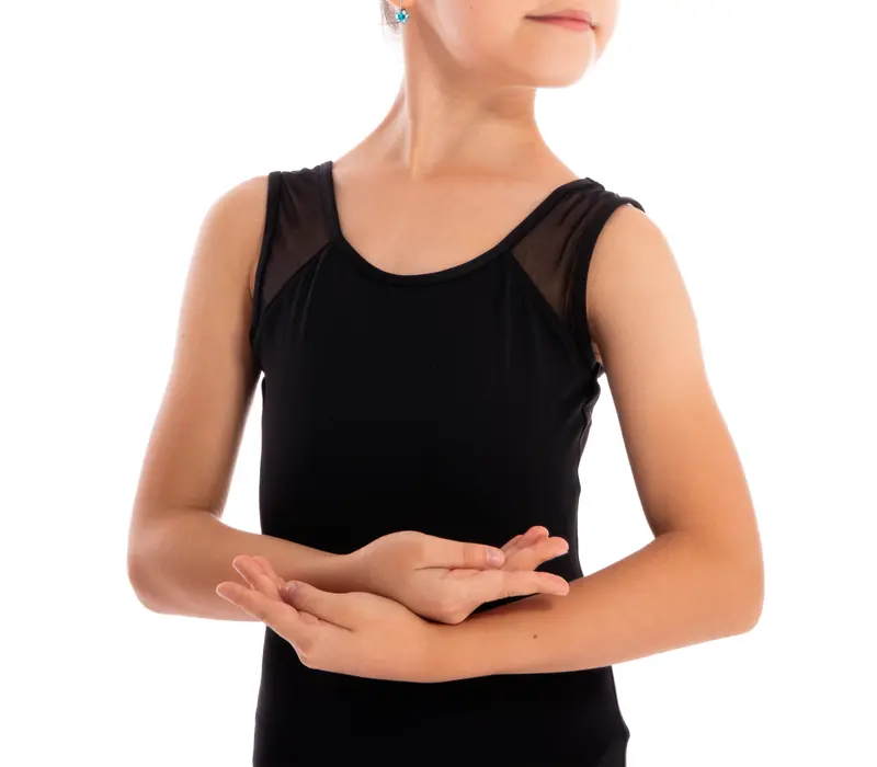 Capezio Star Mars Mesh-Rücken-Leotard, Kindertrikot mit breiten Trägern – Schwarz