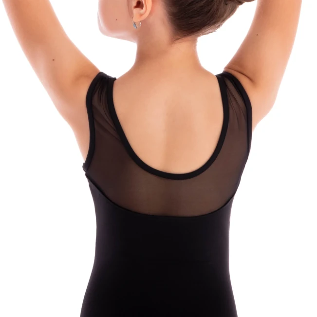 Capezio Star Mars Mesh-Rücken-Leotard, Kindertrikot mit breiten Trägern – Schwarz