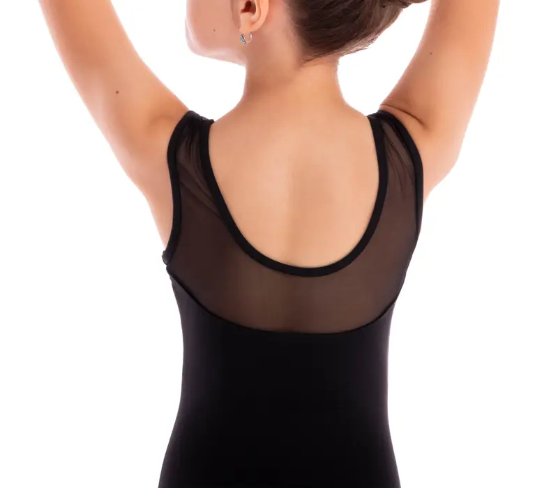 Capezio Star Mars Mesh-Rücken-Leotard, Kindertrikot mit breiten Trägern – Schwarz