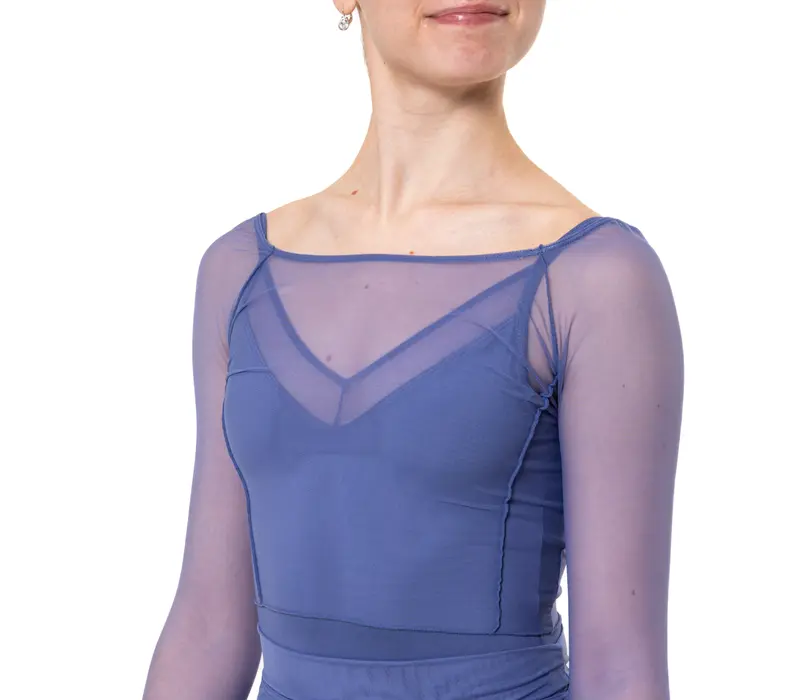 Capezio Dusk Mesh, Damen-Top mit langen Ärmeln Capezio Dusk Mesh, Damen-Top mit langen Ärmeln - Blau - storm blue
