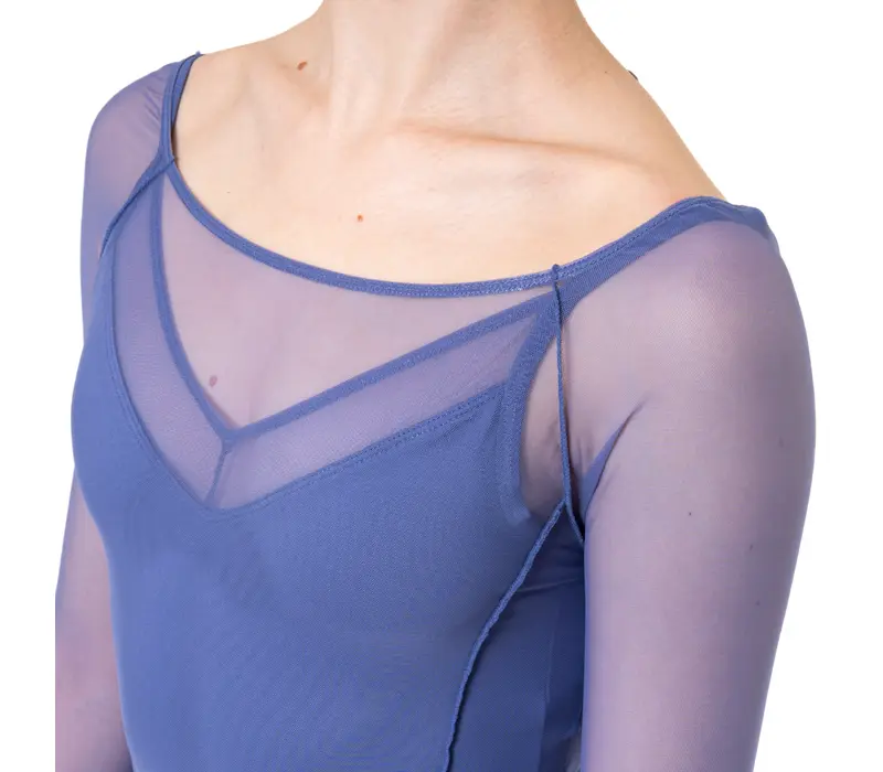 Capezio Dusk Mesh, Damen-Top mit langen Ärmeln Capezio Dusk Mesh, Damen-Top mit langen Ärmeln - Blau - storm blue