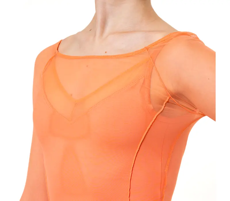 Capezio Dusk Mesh, Damen-Top mit langen Ärmeln - Aprikose Apricot Capezio