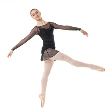 Capezio Dusk Mesh, Damen-Top mit langen Ärmeln - Schwarz