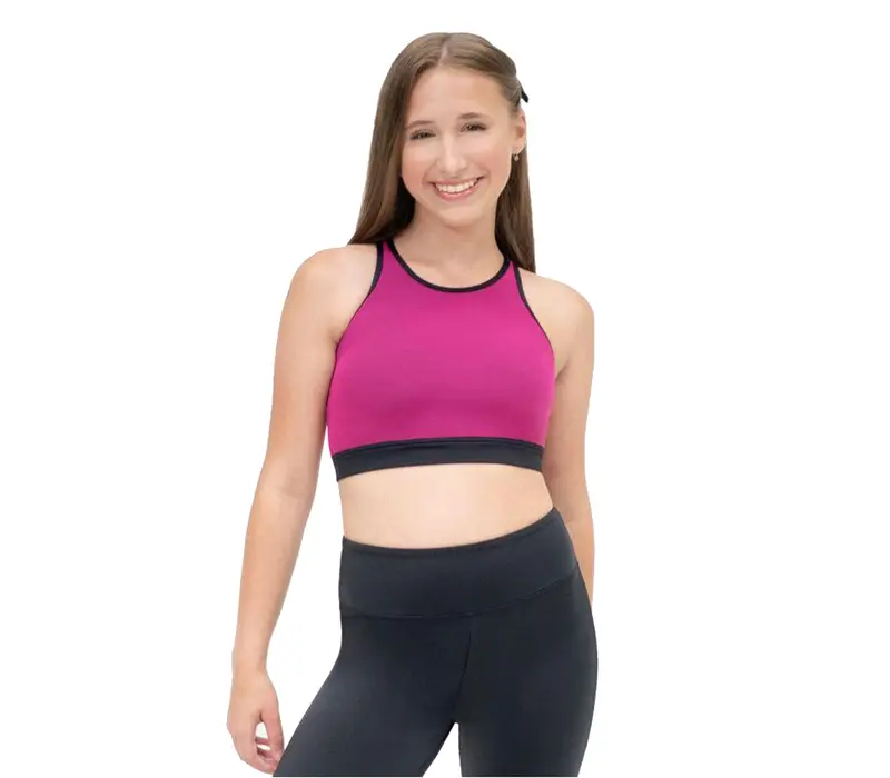 Capezio Colourblock High Neck Bra Top, Sport-BH - Coal cranberry dream Capezio