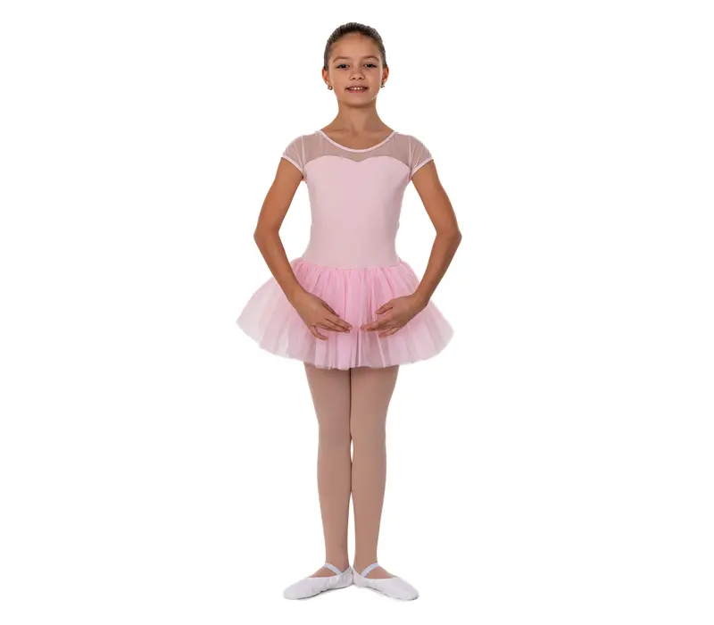 Capezio Tutu-Kleid mit Schlüsselloch-Rücken, Kindertrikot mit Tutu-Röckchen – Rosa Capezio