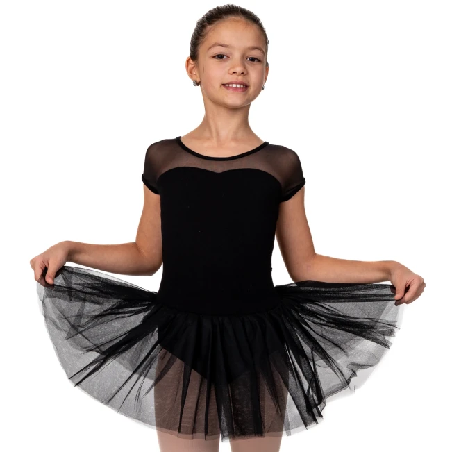 Capezio Keyhole Back Tutu Dress, Kindertrikot mit Tutu-Röckchen - Schwarz Capezio Keyhole Back Tutu Dress, Kindertrikot mit Tutu-Röckchen - Schwarz