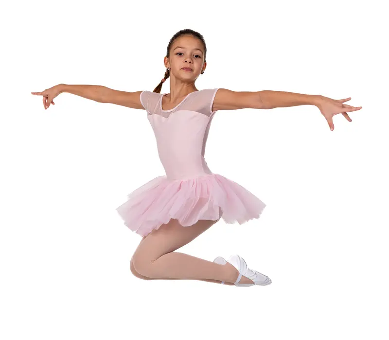 Capezio Tutu-Kleid mit Schlüsselloch-Rücken, Kindertrikot mit Tutu-Röckchen – Rosa Capezio