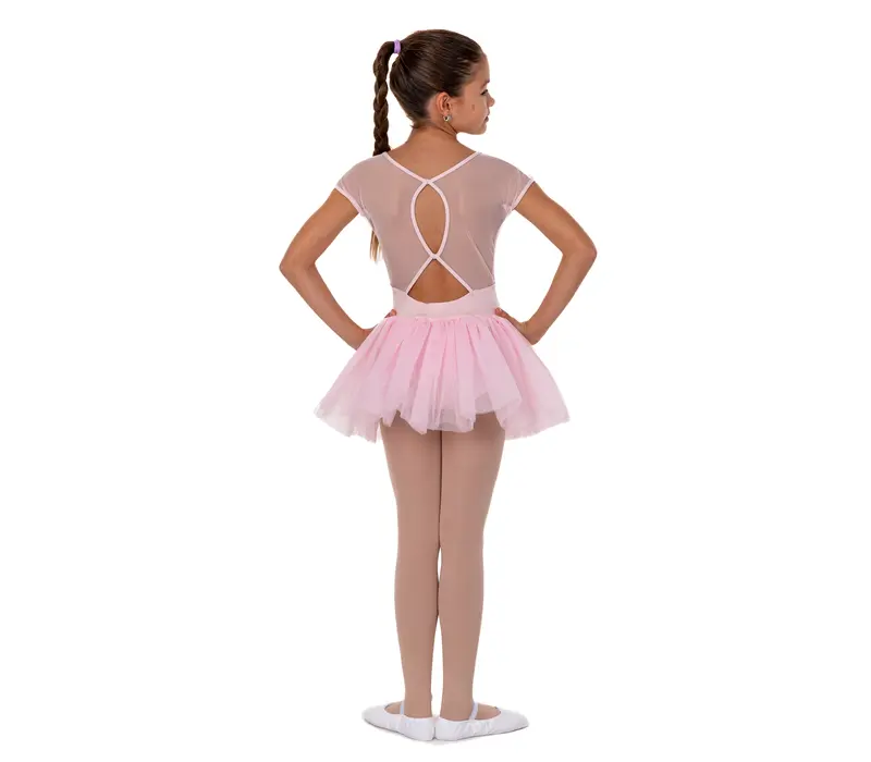 Capezio Tutu-Kleid mit Schlüsselloch-Rücken, Kindertrikot mit Tutu-Röckchen – Rosa Capezio